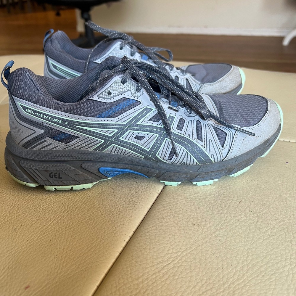 ASICS Gel-Venture 7 Womens Trail Running Shoes Grey Mint 1012A477 Size 9.5 Wide